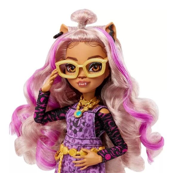 Monster High Doll Clawdeen Wolf Pet Dog Crescent Purple Streaked Hair NEW - Picture 5 of 12